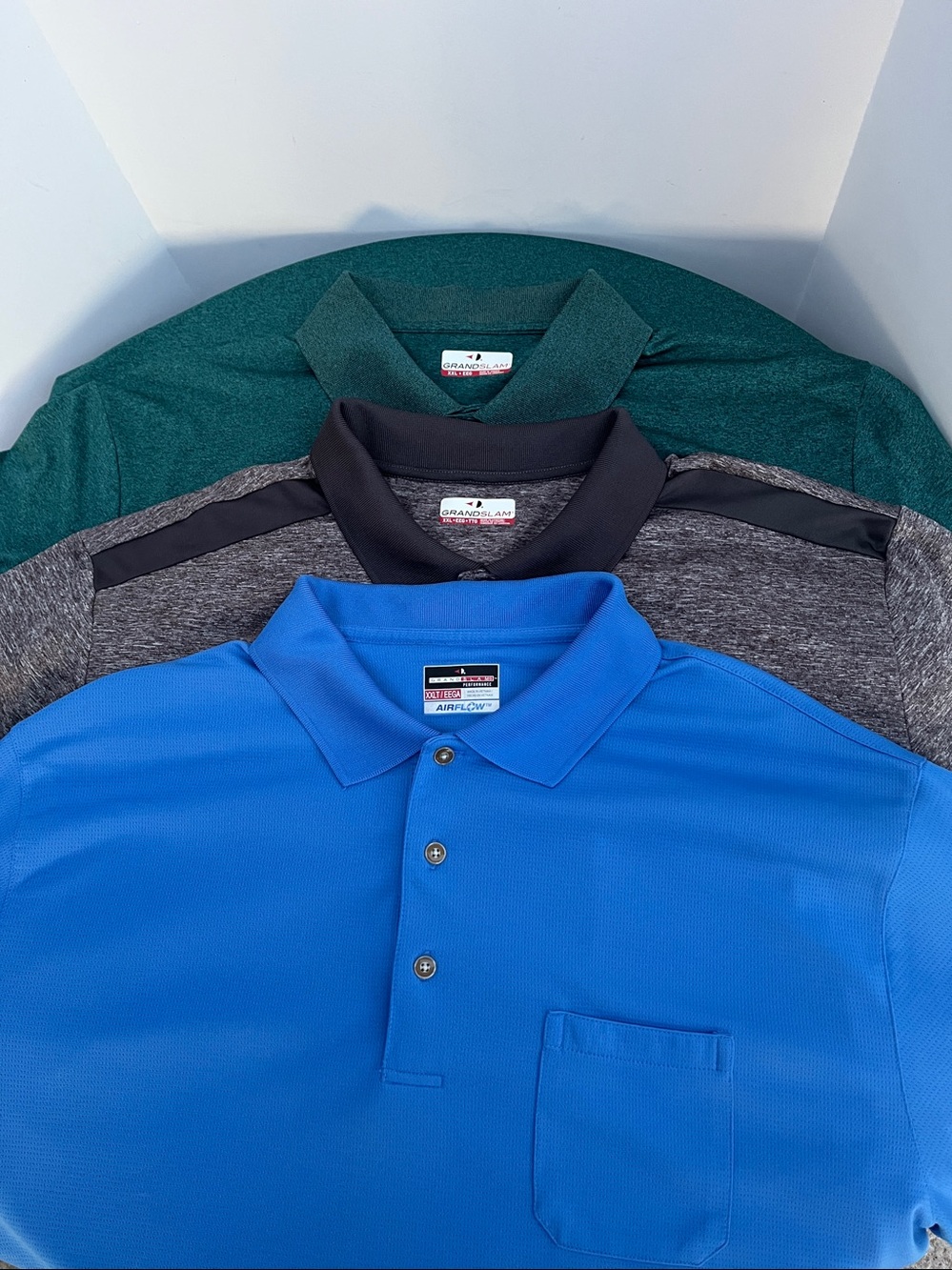 BUNDLE OF 3 GRAND SLAM Performance Air Flow Polo Short Sleeve Shirts SZ: XXLT